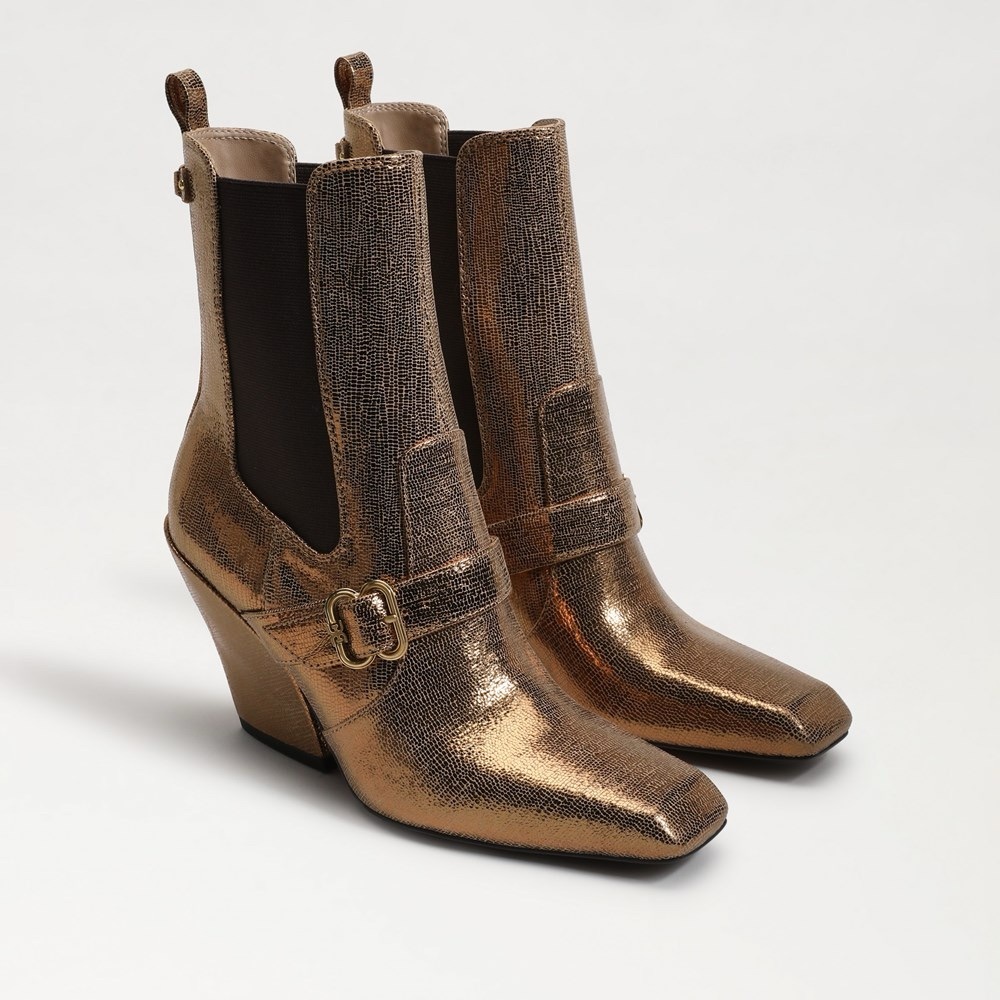 Sam Edelman Suzette Buckle Western Deep
Gold Leather Boots